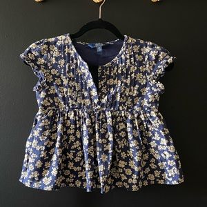 Floral print babydoll top